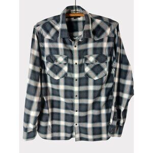 Banana Republic Men's Tailored Slim Fit Plaid Snap Shirt Size L Western India
